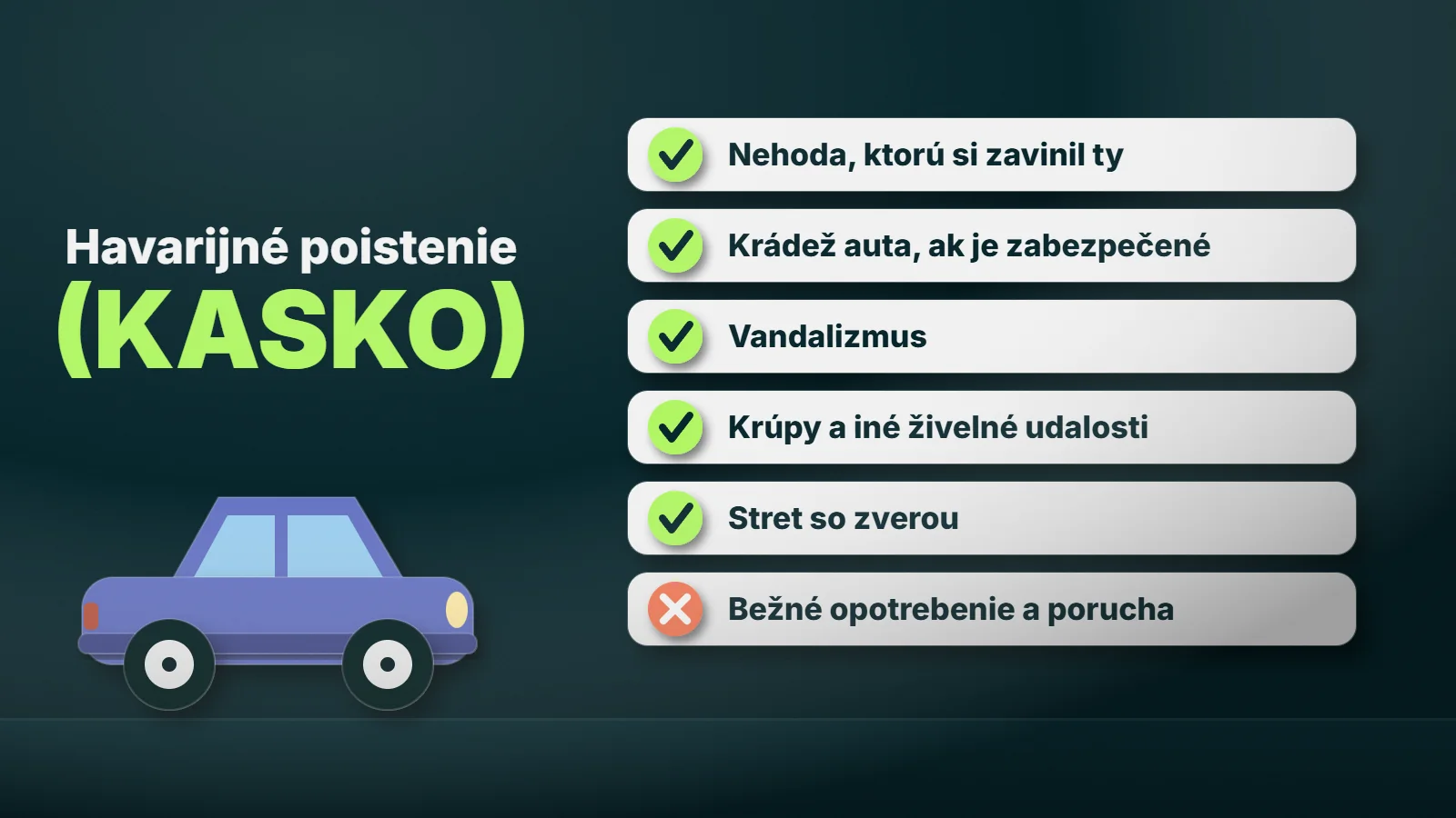 Havarijné poistenie (KASKO): čo kryje, kedy sa oplatí a na čo si dať pozor